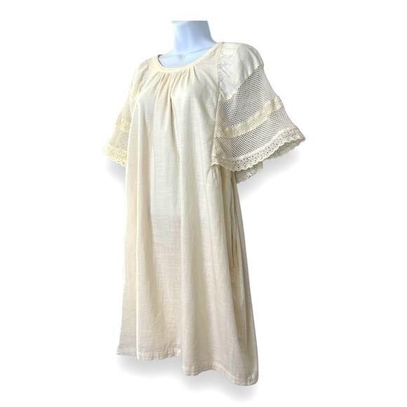 Old Navy Flutter Sleeve Shift Dress M Cream Lace Summer Coastal Cottage Coquette - Picture 6 of 15